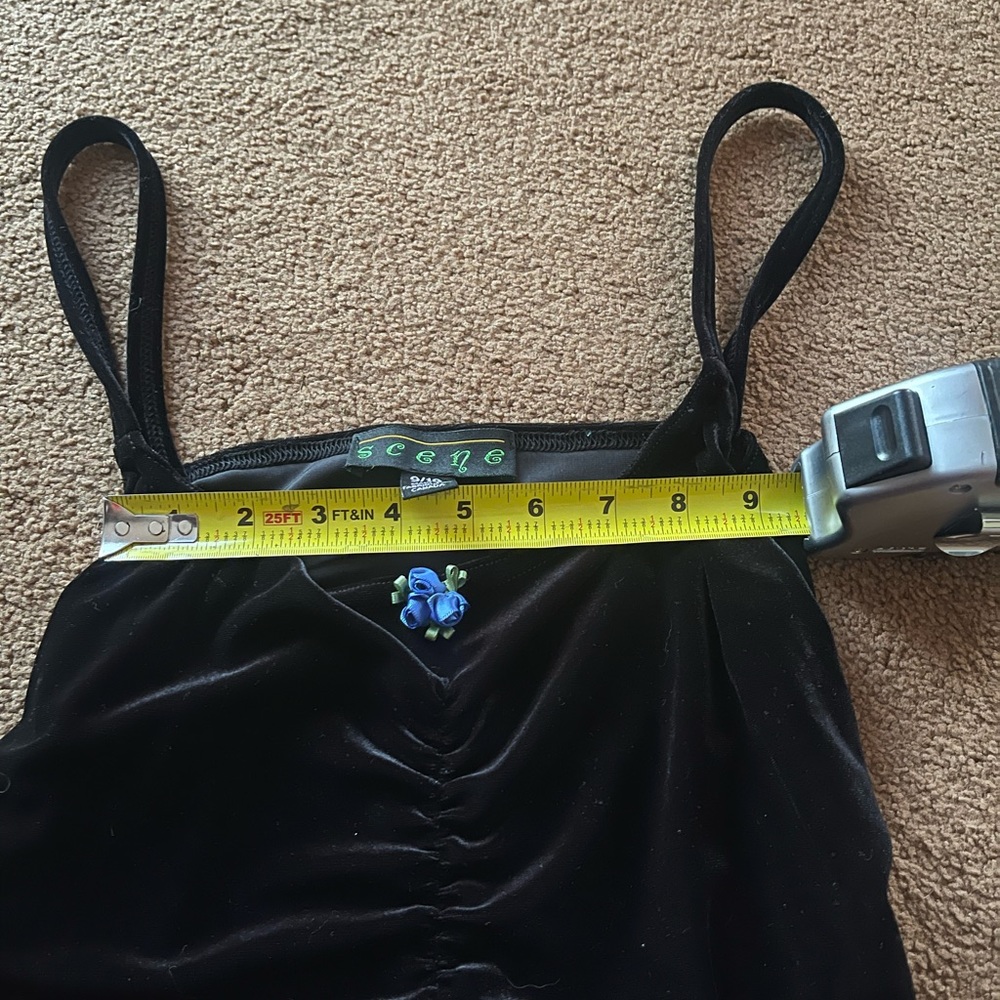 Scene black velvet spaghetti strap tank top 9/10 - Picture 7 of 7